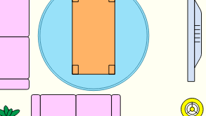 Szablon planu piętra salonu: Przytulny salon (narysowany za pomocą oprogramowania do planów pięter online)