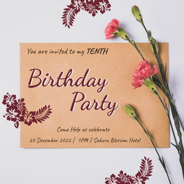Elegant Floral Tenth Birthday Party Invitation