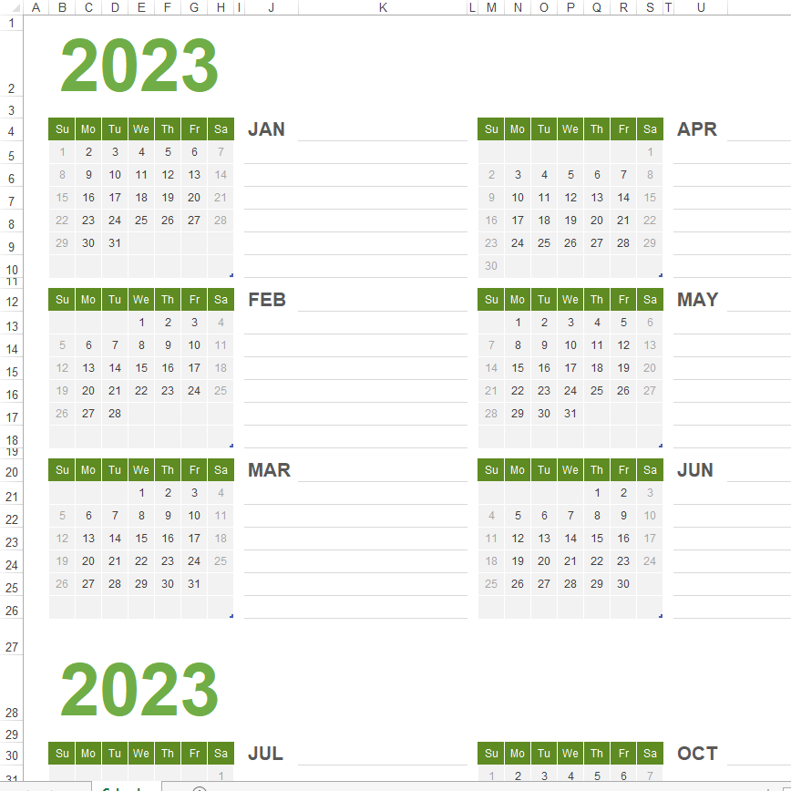 Any Year Calendar