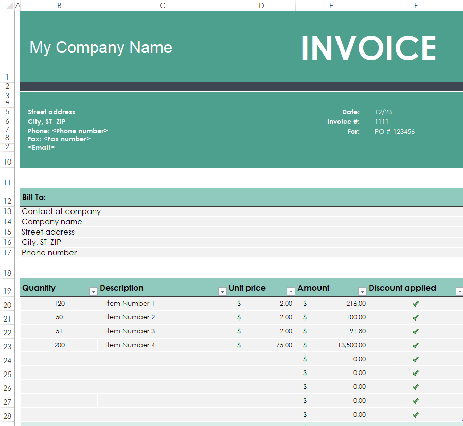 Small Business Sales Invoice
