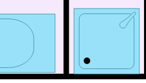 Modelo de planta de casa de banho: Casa de banho pequena e estreita (desenhada com o software online Floor Plan)