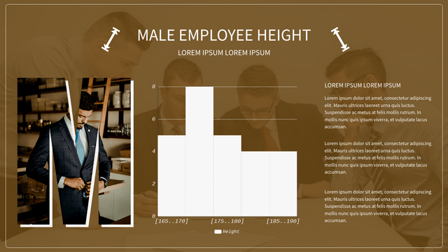 Histogram template: Male Employee Height Histogram (Created by InfoART's  marker)