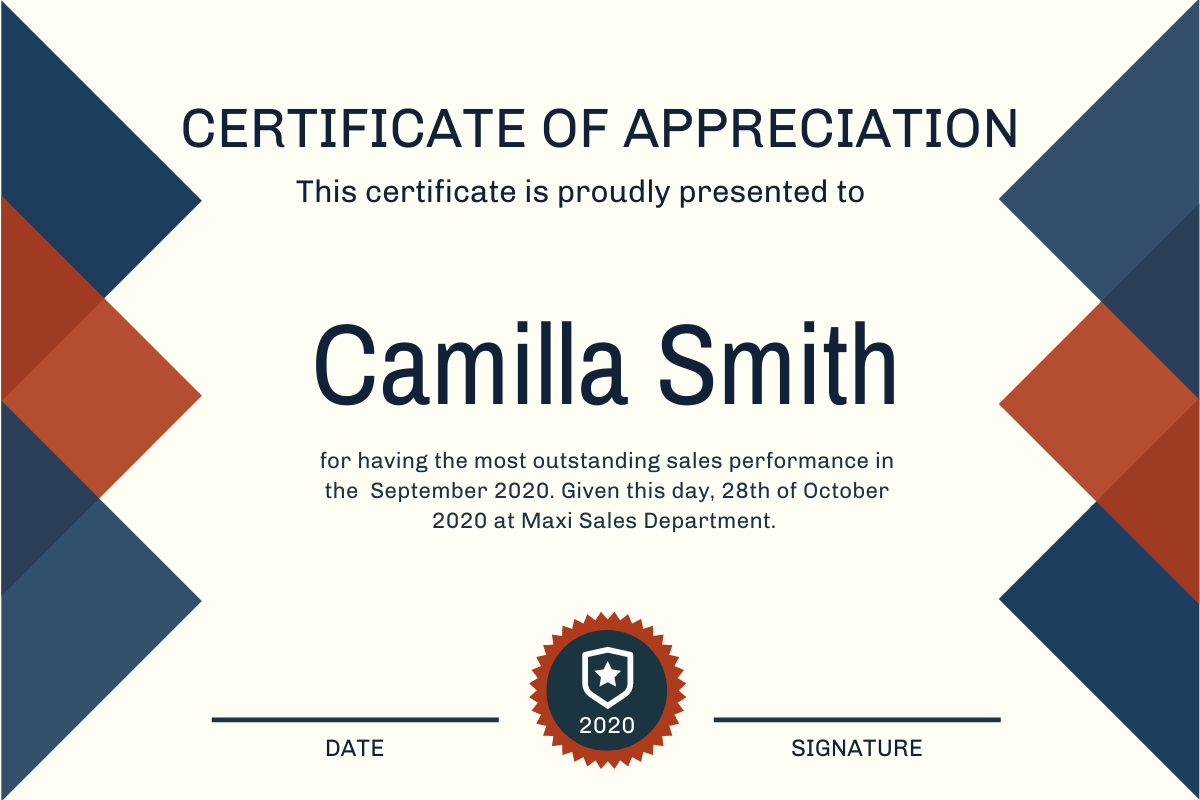 Certificate template: Red and Blue Triangles Certificate (Created by Visual Paradigm Online's Certificate maker)