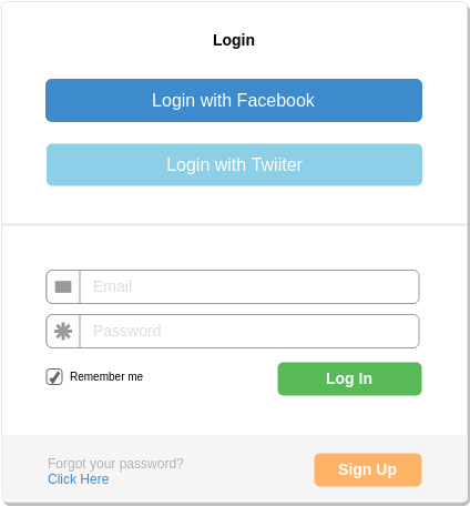 Bootstrap Wireframe template: Simple Login Form (Created by Diagrams's Bootstrap Wireframe maker)