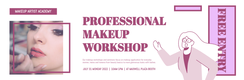 Ticket template: Free Makeup Workshop Ticket (Created by Visual Paradigm Online's Ticket maker)