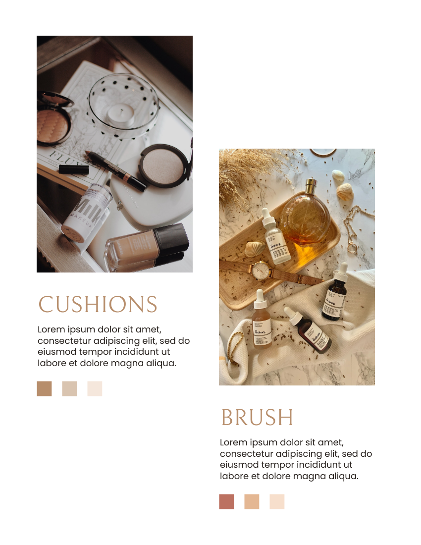 產品目錄 模板。 Beauty Cosmetics Catalog (由 Visual Paradigm Online 的產品目錄軟件製作)
