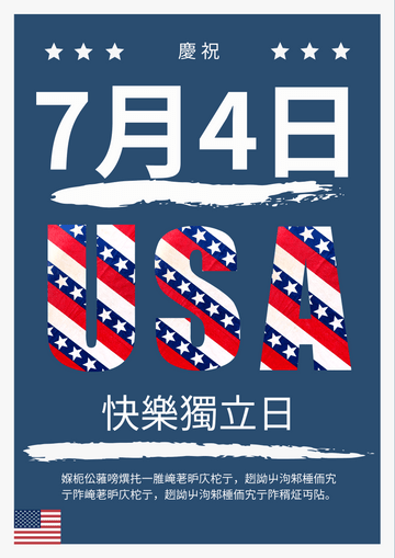 Editable posters template:藍色快樂獨立日海報
