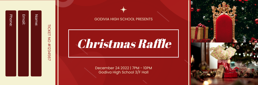Ticket template: Christmas Raffle Ticket (Created by Visual Paradigm Online's Ticket maker)