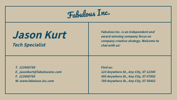 Business Card template: Fabulous Inc Business Cards (Created by InfoART's Business Card maker)