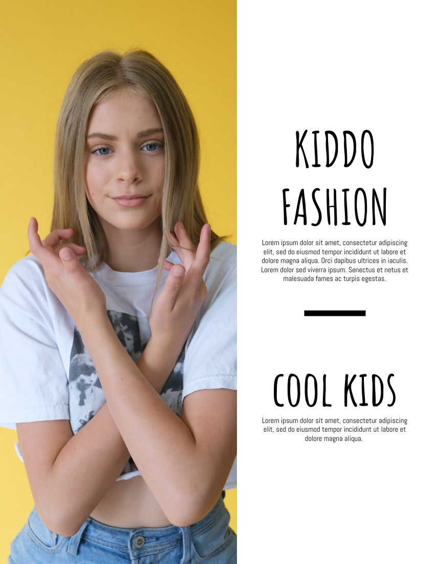 Lookbook 模板。 Kids Wear Lookbook (由 Visual Paradigm Online 的Lookbook軟件製作)