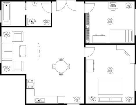 Floor Plan template: Normal Apartment Floor Plan (Created by Visual Paradigm Online's Floor Plan maker)