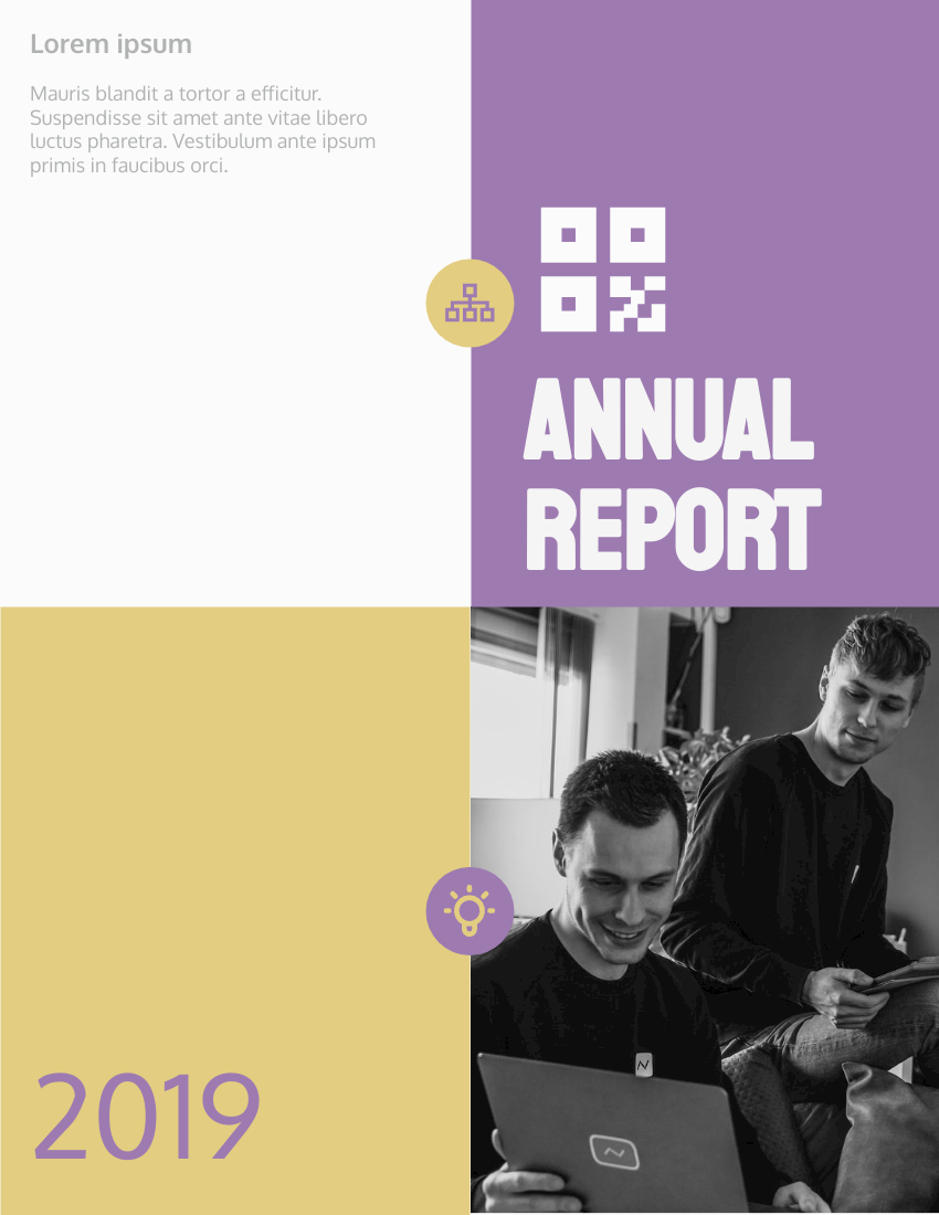 Report template: Dual Colors Scheme Annual Report (Created by InfoART's Report maker)