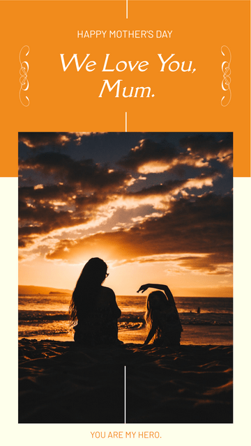 Editable instagramstories template:Orange Sunset Mother's Day Instagram Story