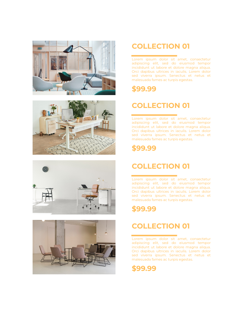 产品目录 模板。Vibrant Furniture Catalog (由 Visual Paradigm Online 的产品目录软件制作)