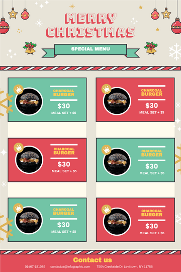 Editable menus template:Christmas Burger Menu