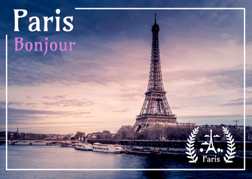 Postcard template: Paris Bonjour Postcard (Created by Visual Paradigm Online's Postcard maker)