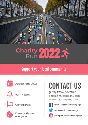 Editable posters template:Charity Run Poster