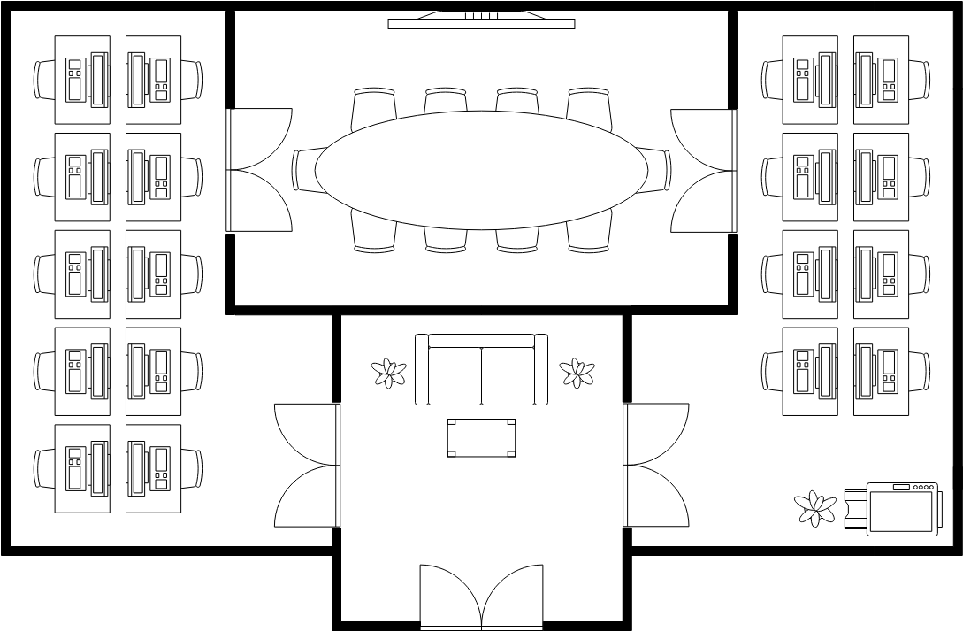 Work Office Floor Plan template: Middle Size Office Floor Plan (Created by Visual Paradigm Online's Work Office Floor Plan maker)