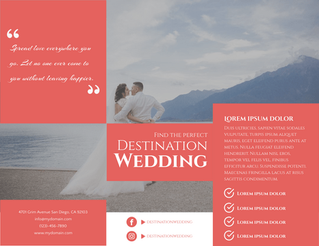 Brochures template: Destination Wedding Brochure (Created by Visual Paradigm Online's Brochures maker)