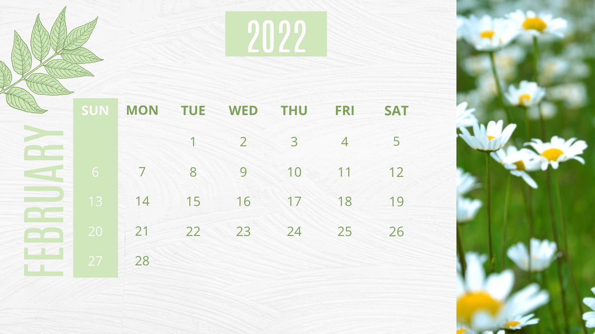 Calendar 模板。Flower Calendar 2022 (由 Visual Paradigm Online 的Calendar软件制作)