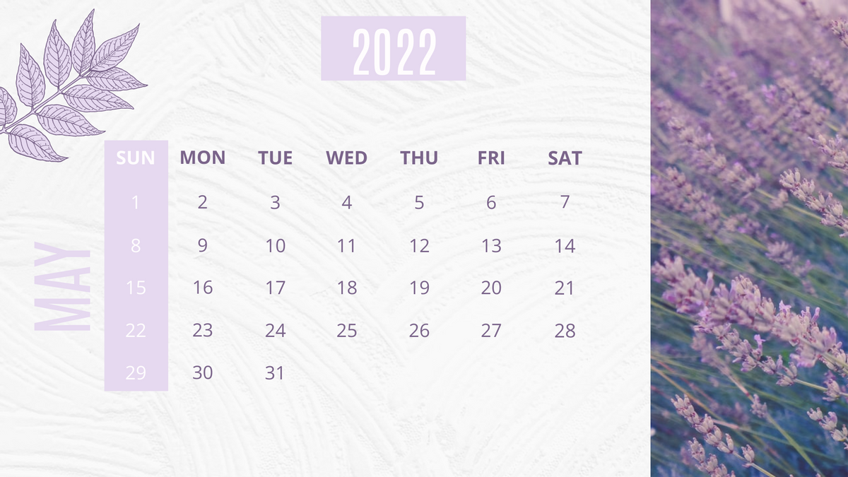 Calendar 模板。 Flower Calendar 2022 (由 Visual Paradigm Online 的Calendar軟件製作)
