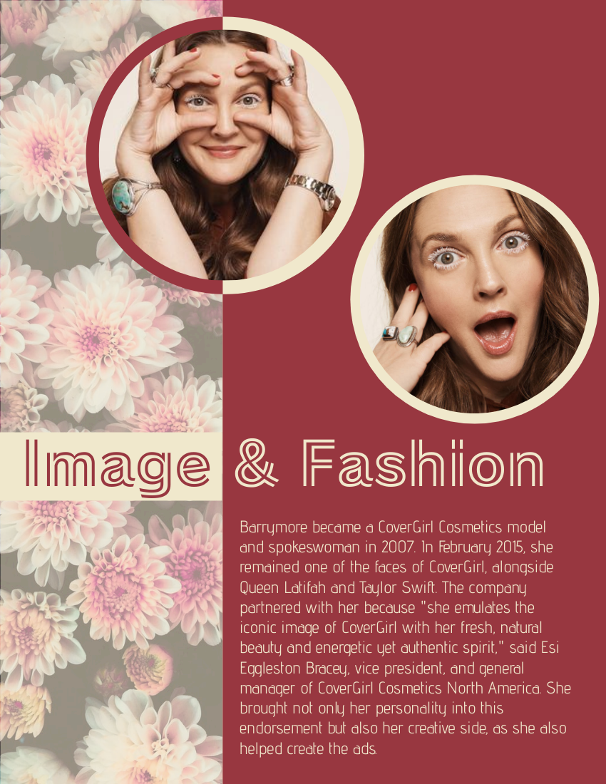 Biography template: Drew Barrymore Biography (Created by Visual Paradigm Online's Biography maker)