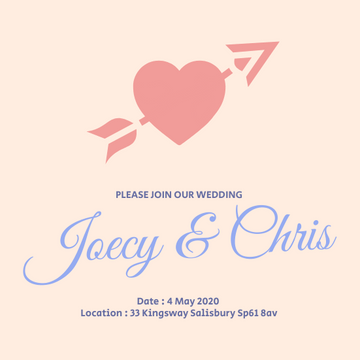 Invitation template: Joecy Chris Wedding Invitation (Created by Visual Paradigm Online's Invitation maker)