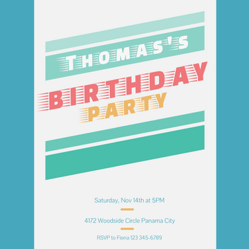 Editable invitations template:Thomas's Birthday Party