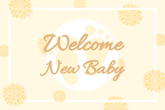 Editable greetingcards template:Gold Welcome New Baby Greeting Card