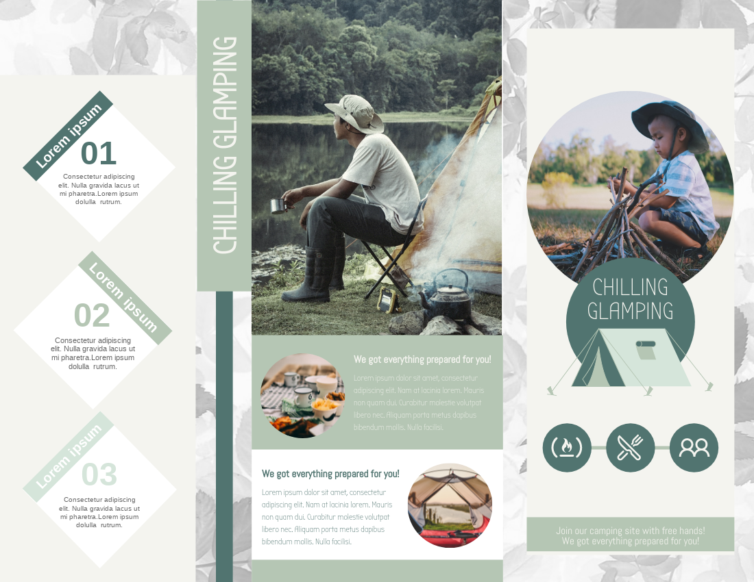 Brochure template: Chilling Glamping Brochure (Created by Visual Paradigm Online's Brochure maker)