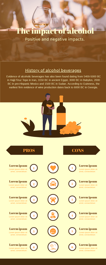 Editable infographics template:Wine Pros and Cons Infographic