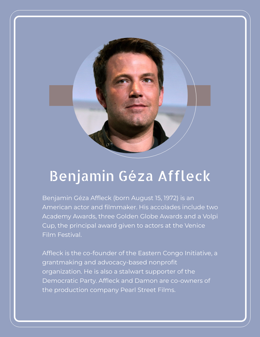 Benjamin Géza Affleck Biography