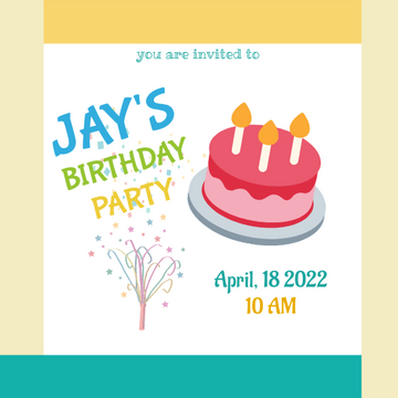 Editable invitations template:Jay's Birthday Party