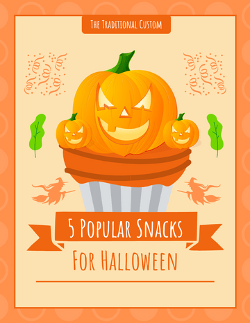 小册子 模板。5 Popular Snacks For Halloween (由 Visual Paradigm Online 的小册子软件制作)