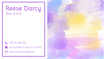 Business Card template: Purple Watercolor Makeup Artist Business Card (Created by Visual Paradigm Online's Business Card maker)