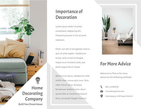 Editable brochures template:Home Decorating Brochure