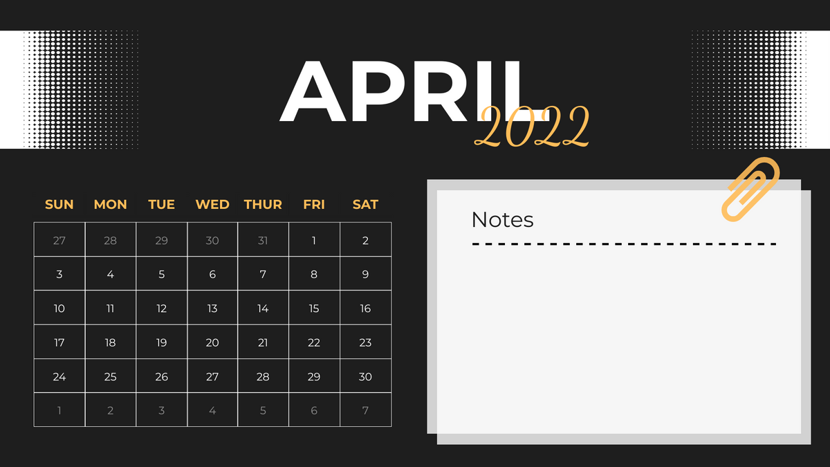 Calendar template: Stylish Calendar 2022 (Created by Visual Paradigm Online's Calendar maker)