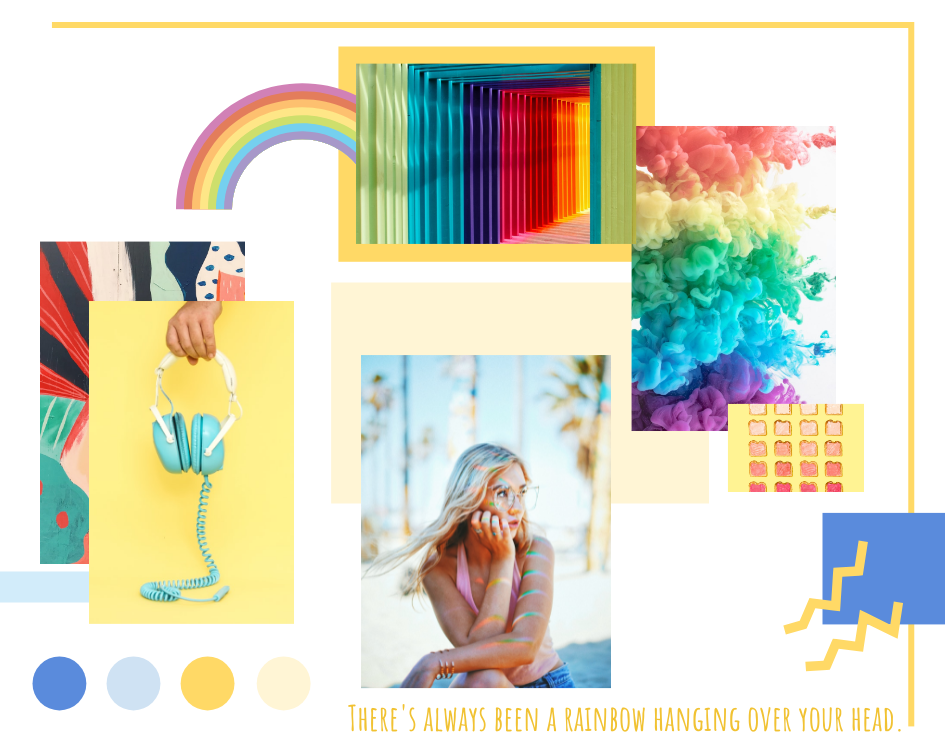 Mood Board template: Rainbow Mood Board (Created by Visual Paradigm Online's Mood Board maker)