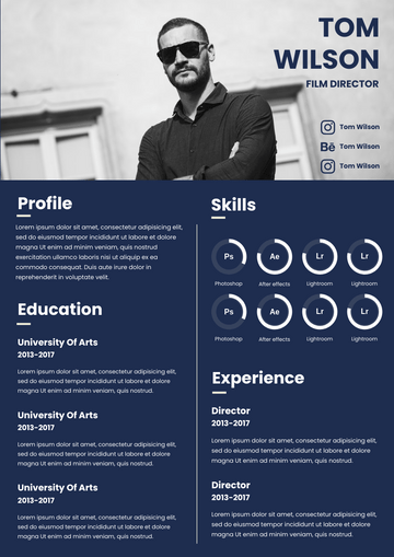 Resumes template: Dark Blue Resume (Created by Visual Paradigm Online's Resumes maker)