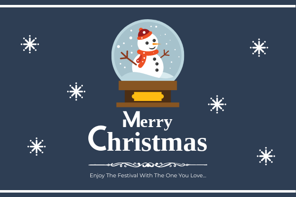 Greeting Card template: Snowman Merry Christmas Greeting Card (Created by Visual Paradigm Online's Greeting Card maker)