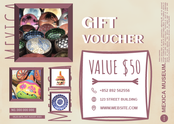 Gift Card template: Culturistic Souvenir Gift Card (Created by Visual Paradigm Online's Gift Card maker)