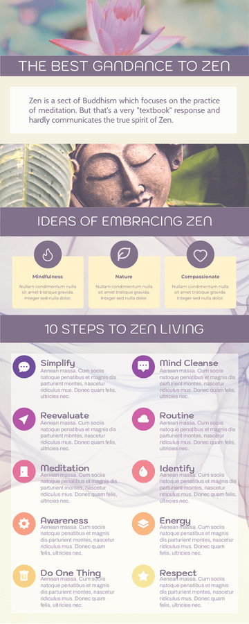 Infographic template: Infographic Of 10 Steps To Zen (Created by Visual Paradigm Online's Infographic maker)
