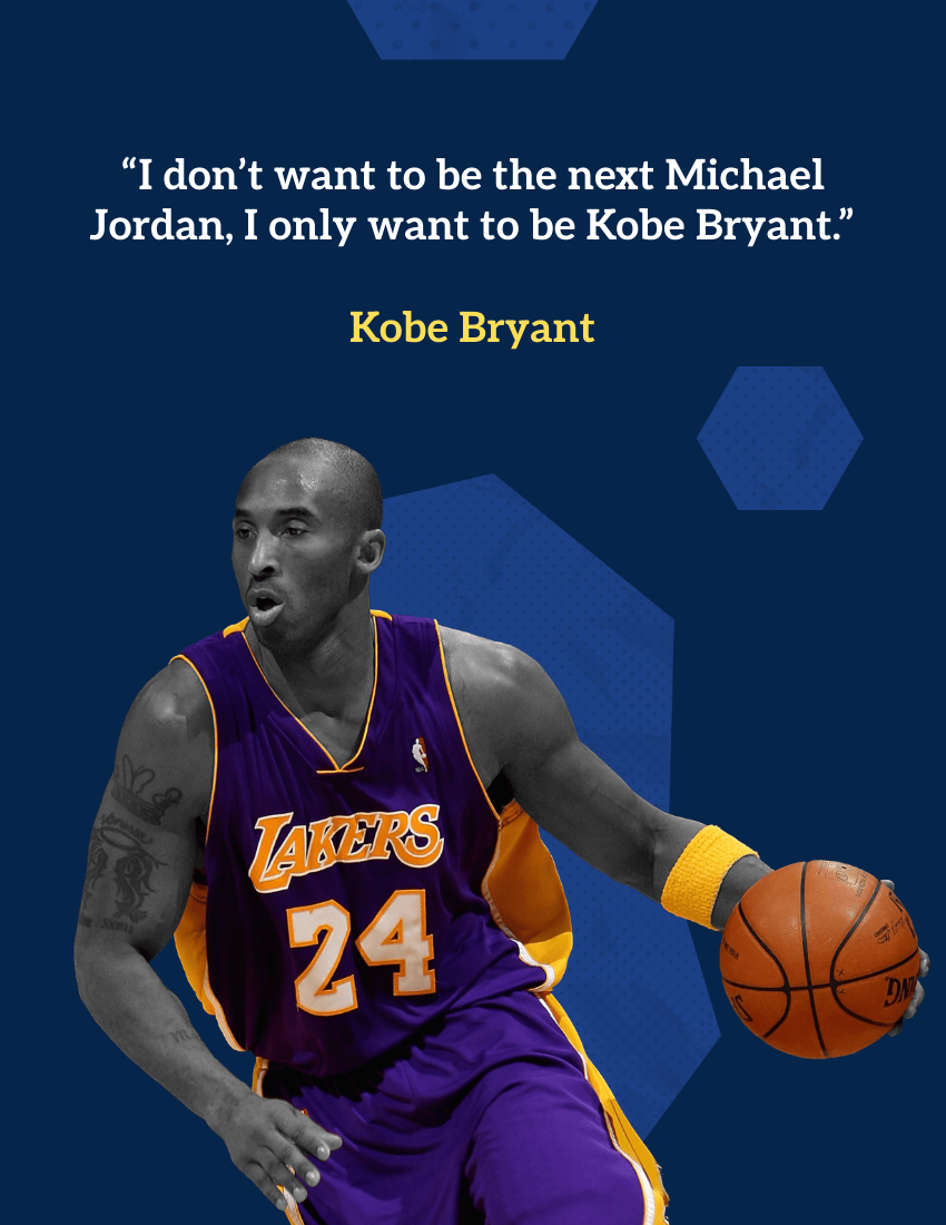 Quote 模板。“I don’t want to be the next Michael Jordan, I only want to be Kobe Bryant.” —Kobe Bryant (由 Visual Paradigm Online 的Quote软件制作)