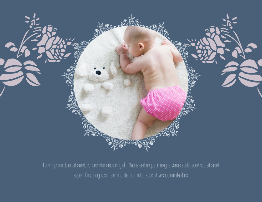 嬰兒照相簿 模板。 Elegant Floral Baby Photo Book (由 Visual Paradigm Online 的嬰兒照相簿軟件製作)