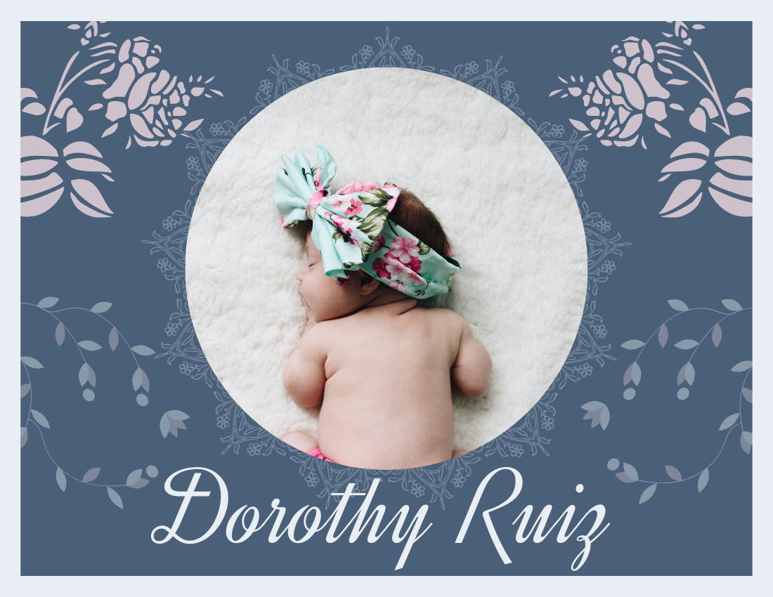 嬰兒照相簿 模板。 Elegant Floral Baby Photo Book (由 Visual Paradigm Online 的嬰兒照相簿軟件製作)