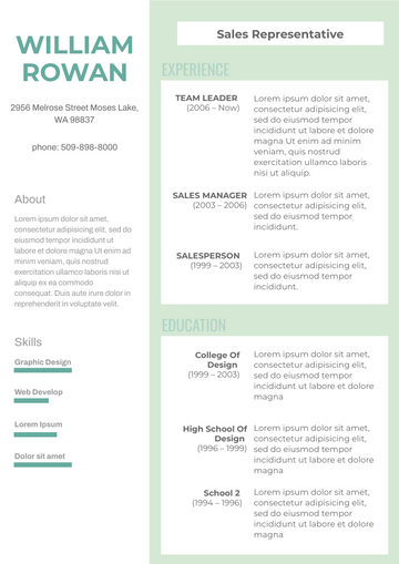 Resume template: 2 Columns Resume (Created by Visual Paradigm Online's Resume maker)