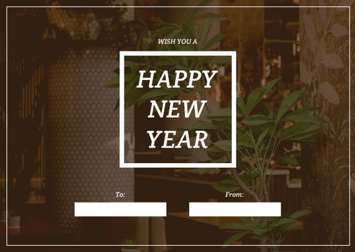 Gift Card template: Brown Restaurant Photo New Year Gift Card (Created by Visual Paradigm Online's Gift Card maker)