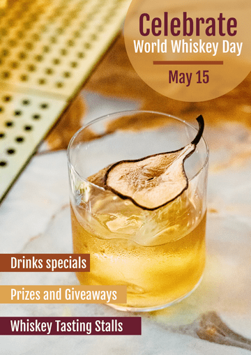 Editable flyers template:Celebrate World Whiskey Day Flyer