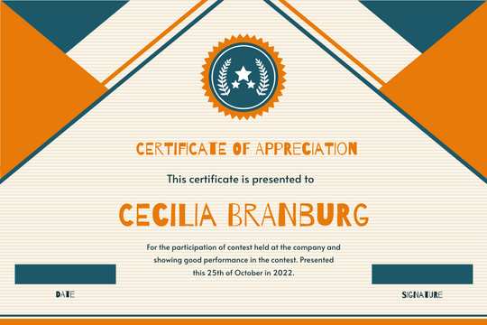 Orange And Blue Fun Triangles Certificate