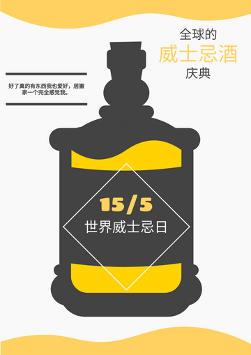 Editable flyers template:插图黄黑白威士忌日传单